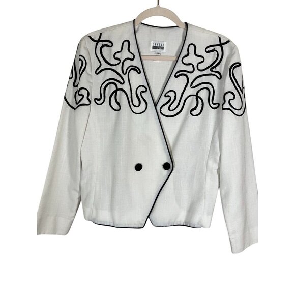 Retro Leslie Fay Swirl 8 White Classic Neutral Preppy Old Money 80s Minimalist - Picture 1 of 12